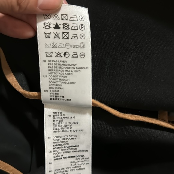 Vintage Sandro Malena Trench Coat Black Belted Twill Cotton Flap Lapel-36 - Picture 14 of 15